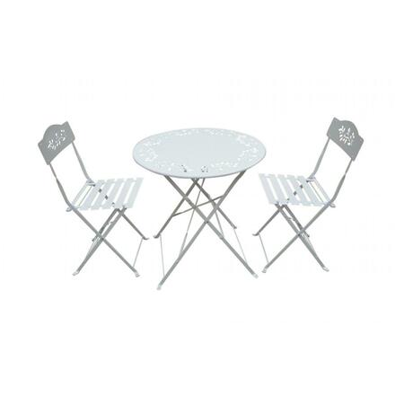 BENZARA ALP- Metal Bistro Set with Two Chairs - White MSY100A-WT